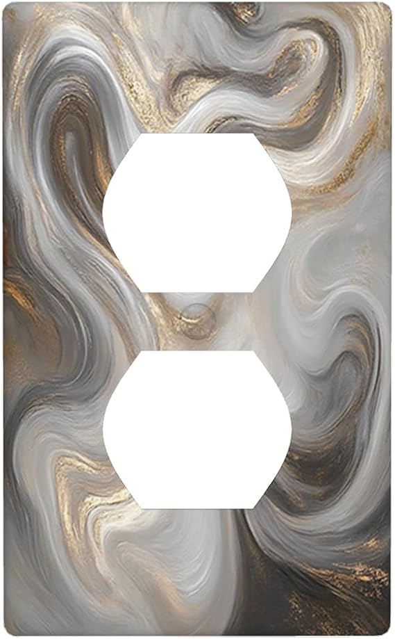 Moslion Gray Brown Marble Wall Plates Switch Covers Art Granite Flowing Fluid Wave Duplex Outlet Cover Plug Plate For Home Decor Office Standard