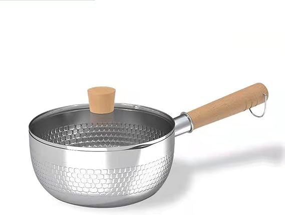 304 Stainless Steel Saucepan, Solid wood anti-scalding handle with hook, Multipurpose Sauce Pan with Pour Spouts, Sauce Pot, Cooking Pot (1.7 Quart/2.2Quart/3.0Quart) (7.1 Inch 1.7 Quarts)