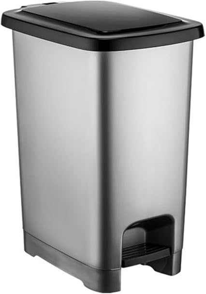 Plastic Trash Can with Black Lid Pedal 25 Lt