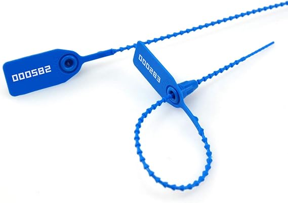 Leadseals(R) 1000 Plastic Tamper Seals, Zip Ties for Fire Extinguishers Pull Tite Security Tags Numbered Disposable Self-Locking Tie 250mm Length (Blue)