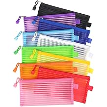 Tamaki 10 Pack Zipper Mesh Pouch Pencil Pouch Multicolor Pen Bag Multipurpose for Office Supplies Travel Storage Bags, 10 Colors
