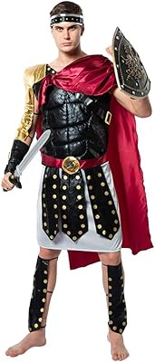 ReneeCho Men Roman Gladiator Solider Costume Halloween Adults Soldier Warrior Armor Spartan Costumes