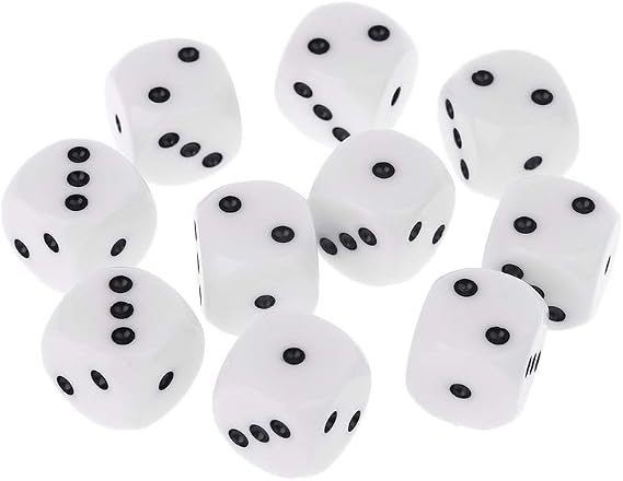 10pcs 16mm 6-Sided Dice Beads for D3 Dungeons & Dragon RPG Poly Desktop F Set Bulk
