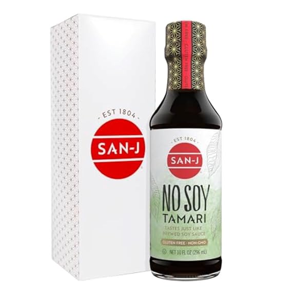 San-J - No Soy Tamari - Specially Brewed Soy Sauce Alternative - 10 oz. Bottle | Soybean Free, Rich Umami, Gluten Free, Kosher, Vegan, Allergy Friendly