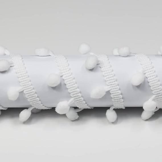 9 Yards 7/8" Wide White Mini Pom Pom Small Round Ball Fringe Trim DIY Craft Sewing Accessory for Home Curtain Clothes Pillow Decoration(White