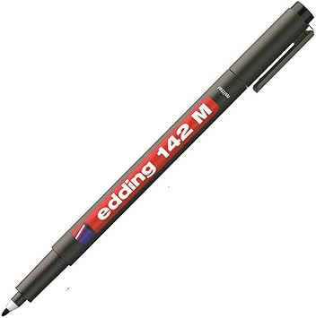 edding 142 M Permanent Foil Pen - Black - 1 Pen - Bullet Tip 1 mm - Pen for Writing on Glass, Plastic, Films and Smooth Surfaces - Quick-Drying, Smudge-proof and Waterproof