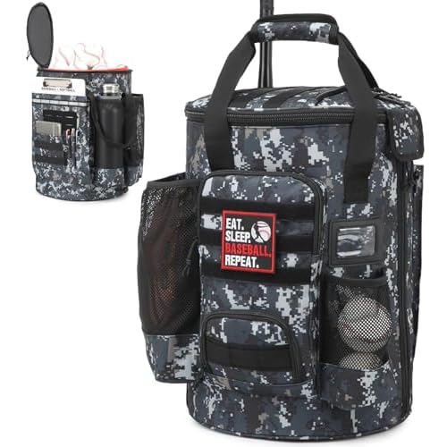 Baseball Bucket Bag 6 Gallon Bucket Cover Organizer wPadded Seat tactical Softball Coaches Bag for Balls, Bat, Gloves, Scoreboards