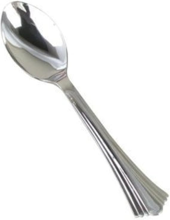 120 Spoons REFLECTIONS Plastic Silverware, Looks Like Silver Cutlery