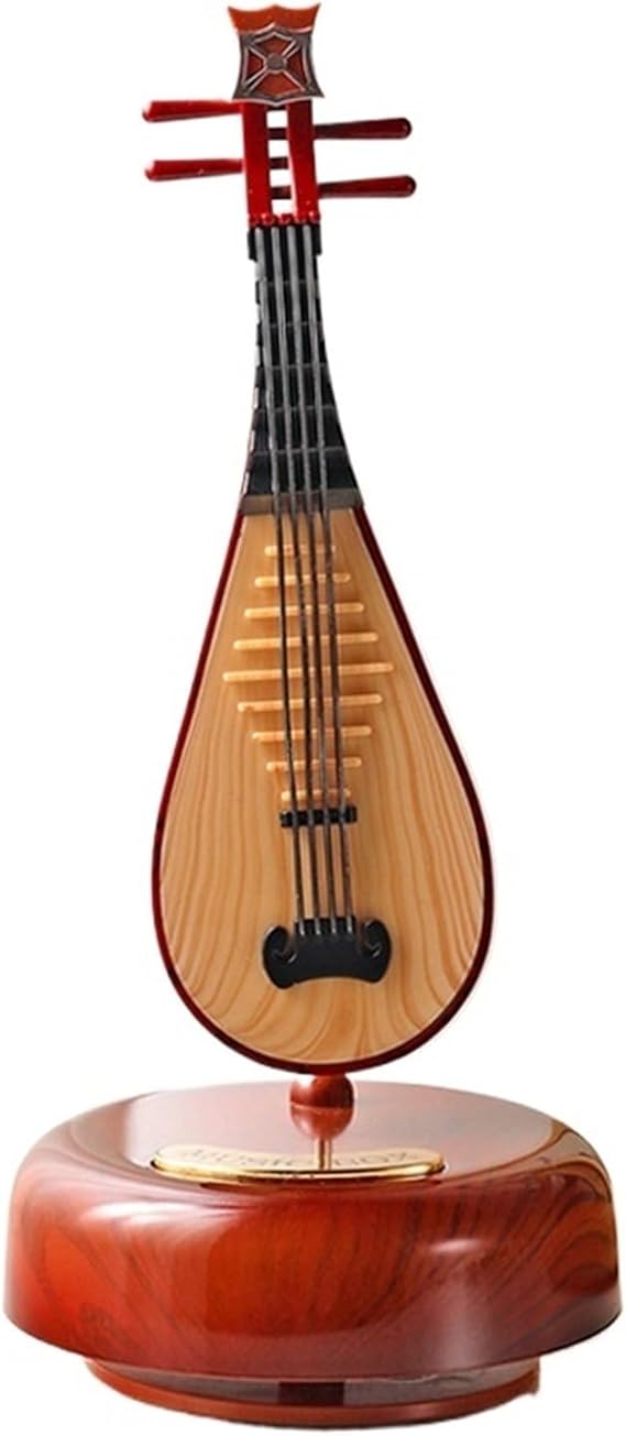 Miniature Musical Instrument Set Literary and Classical Rotating Pipa Guitar Violin Music Box Desktop Ornaments(Pipa)