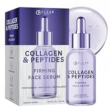 Clear Beauty Peptides Serum For Face With Collagen Firming & Hydrating For Fine Lines & Wrinkles Dermatologist Tested, Anti-Aging, Korean Skin Care Vegan, Clean Beauty, Non-GMO 1.69 Fl Oz
