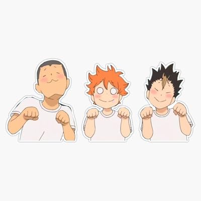Haikyu!! Cute Hinata, Nishinoya, and Tanaka Sticker Vinyl Waterproof Sticker Decal Car Laptop Wall Window Bumper Sticker 5