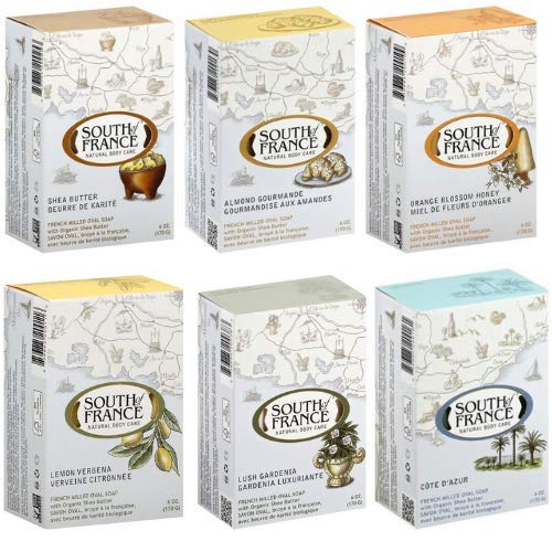 South Of France Bar Soap - 6 Fragrance Variety Bundle, 6 Ounce Bars In Sanisco Box