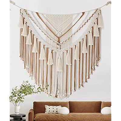 Jakalin Large Macrame Wall Hanging Macrame Wall Decor Boho Panels Handmade Yarn Wall Art Living Room Bedroom Home Decor 47 Wx 55 L
