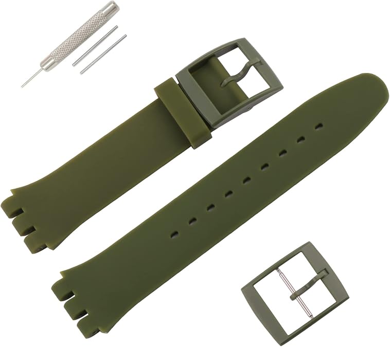 Rubber 17MM 19MM Watch Strap Compatible Swatch Watch Band Replacement Waterproof Silicone Watch Wristband for Ladies