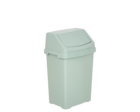 JMS we create smile 8L/25L/50L Litre Swing Lid Bin Waste Recycle Plastic Dustbins Kitchen, Home, Office, Bathroom Rubbish Trash Refused Bins (Silver Sage, 25L)