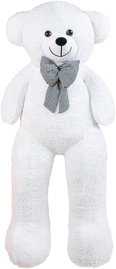 130 cm Giant Plush Teddy Bear, Bow Bear, Plush Bear, Soft and Cute Oversized Toy, Hug Bow Tie Teddy Bear, Gift for Lover (White)