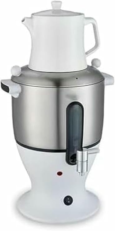 Electric Tea Maker,Double Pot Kettle Infuser,with Keep Warm Function,Automatic Shut Off,Easy to Use,for Office,Home (White)