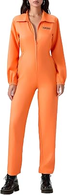 Prisoner Jumpsuit women men Jail Costumes Letter Inmate Jailbird Coverall Halloween Adults Jail Criminal Outfit