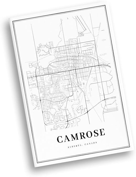Modern Black & White Poster of Camrose Alberta Ab Canada | 11x17 12x18 16x24 24x36 Unframed Wall Art | Minimalism City Traveler Print for Gift | Minimalist Home Office Decor