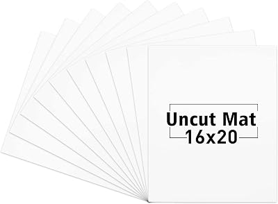 Mat Board Center, 16x20 Picture Backing Board, Uncut Photo Mat Board White, 10 Pack