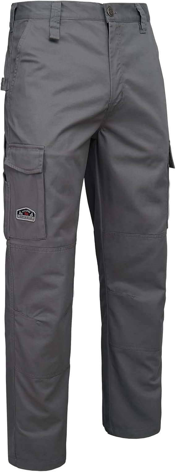 FR Pants for Men 7.5oz Flame Resistant Pants (2112&CAT2) 10-Pockets | Fire Retardant Cargo Carpenter Water Stain Oil Repellent,lightweight/Relaxed Fit,Durable double knees,Multi-Pockets Work pant