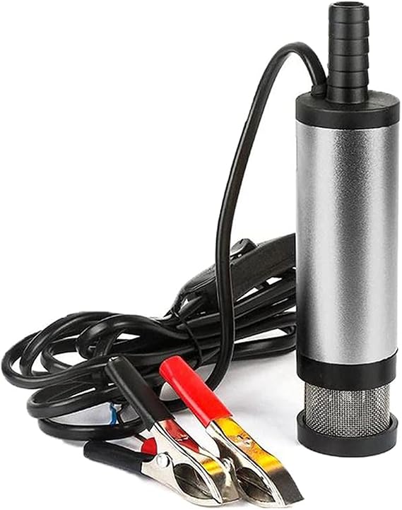 Electric Submersible Pump 12v 24v Dc Electric Submersible Diesel Oil Water Pump, Portable 38mm Mini Multifunctional Electric Water Pump Sump Pump (Color : 12V Clip 38mm Silver)