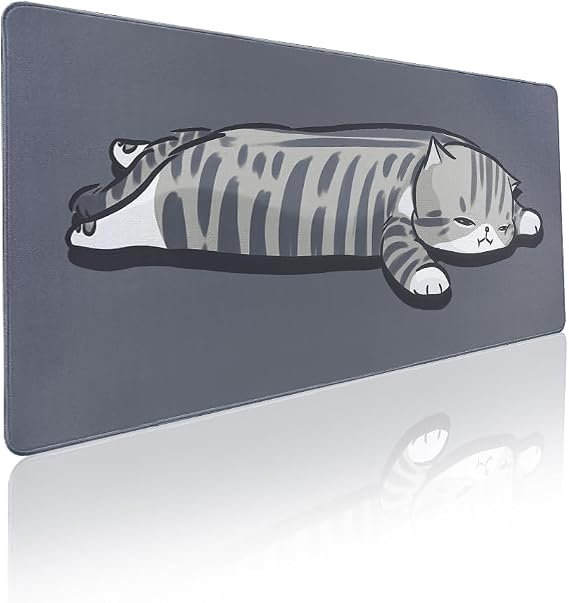 YUNZII Keynovo Gaming Mouse Pad, Large Mouse Pad, Non-Slip 4mm Laptop Gaming Desk Pad,Waterproof Desk Pad, Office and Home (Lay Cat, 35.4"x15.7")