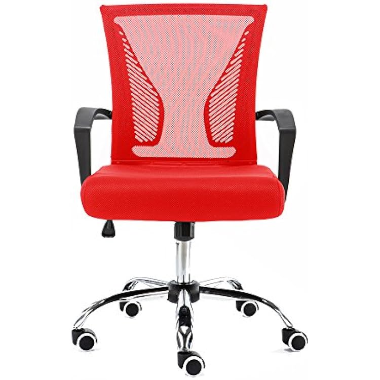 Zuna Mid-Back Office Task Chair - Ergonomic Back Supporting Mesh Back Desk Chair BlackRed