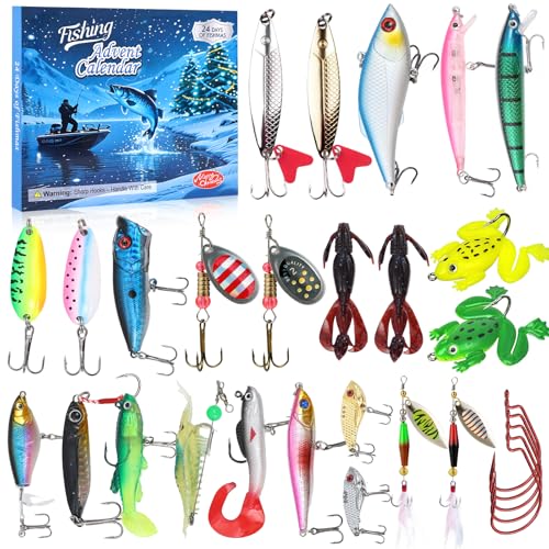 Fishing Advent Calendar for Adult 2025 Fishing Lure Advent Calendar 24 Days Christmas Countdown Calendars Tackle Lures Gifts For Men