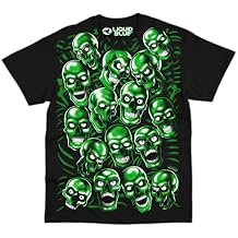 Liquid Blue Skull Pile Graphic T-Shirt for Men Iconic Skull Art Cotton Tee, Short Sleeve Streetwear