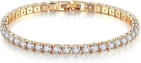 BSLVWG 4 mm Women's Bracelet Sterling Silver Tennis Bracelet for Women S925 Adjustable Bracelet Zircon Bracelet Friend Bracelet Gift for Mum