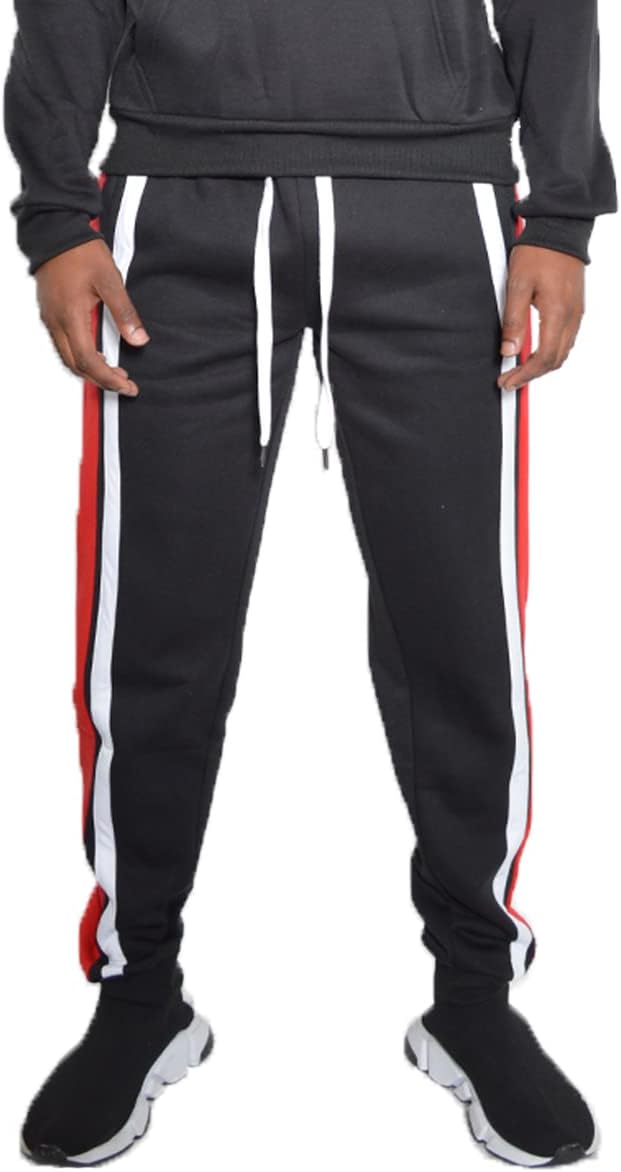 WEIV GEAR Mens Sweatpants Joggers Casual Side Stripe Drawstring Elastic Waist Tapered Gym Athletic Workout Active Pants