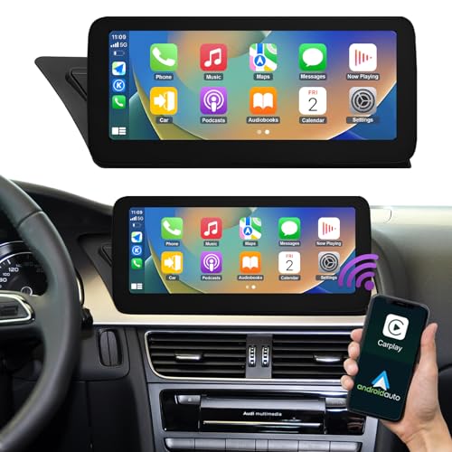 NINETOM 12.3 inch Touchscreen Wireless CarPlay Android Auto Multimedia Car Radio Receiver Compatible with Audi A4 A5 S4 S5 with 3G MMI System 2009-2015