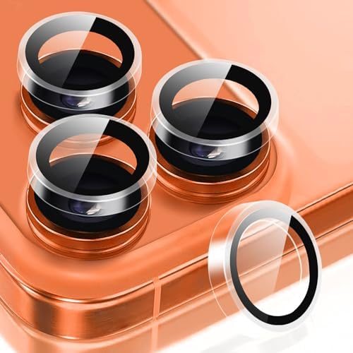 2 Pack Camera Lens Protector for iPhone 17 Pro Max17 Pro 2025,9H Tempered Glass Scratch Resistant Metal Ring Camera Cover,Case Friendly Camera Screen Protector Accessories,Transparent
