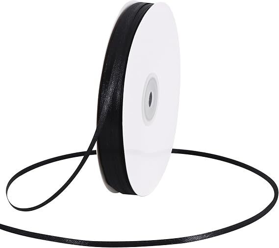 TONIFUL 1/8 Inch x 200 Yards Black Satin Ribbon Thin Ribbons for Gift Wrapping Hair Bows Crafts Hanging Tags Invitation Card Balloons Strings Halloween Christmas Party Decoration