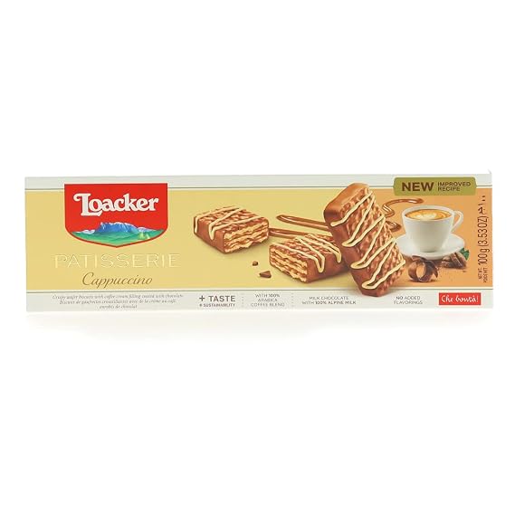 Loacker Patisserie Cappuccino, chocolate coated wafer specialty, 3.53oz