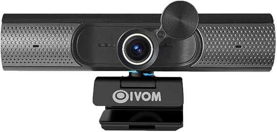 Webcam with Microphone and Speaker, 3 in 1 USB Camera with Privacy Cover, Plug and Play, Conference Streaming Webcam, Wide Angle Camera (1080P Mic Speaker)