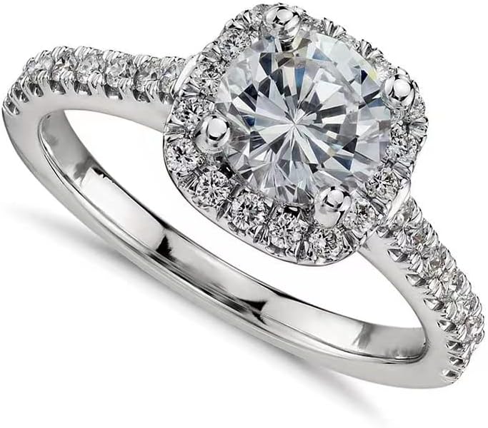925 Sterling Silver CZ Ring Solitaire Crystal Women's Engagement Rings Cubic Zirconia Promise Rings Anniversary Wedding Bands for Women Girls