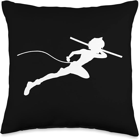 Miraculous Ladybug Silhouette Cat Noir Running (White) Throw Pillow