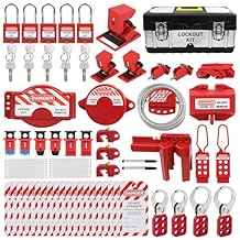 74 PCS Lockout Tagout Kit Electrical Loto Device,Lock Out Tag Out Station Clamp-On Universal Multi-Pole Circuit Breaker Locks,Hasps,Safety Padlocks,Loto Tags with Nylon Ties(Black Box)