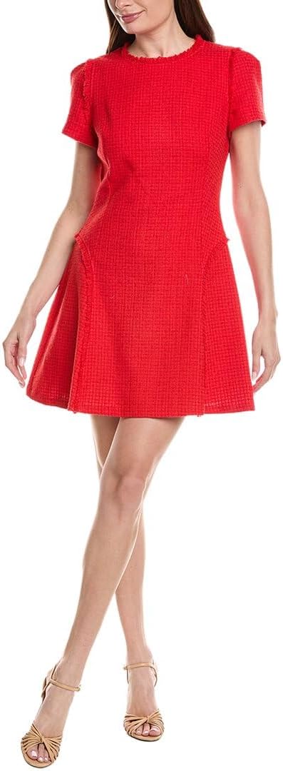 Red Mini Boucle Dress by MILLY