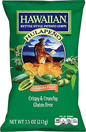 Hawaiian Kettle Style Potato Chips, Hulapeno, 7.5 Ounce
