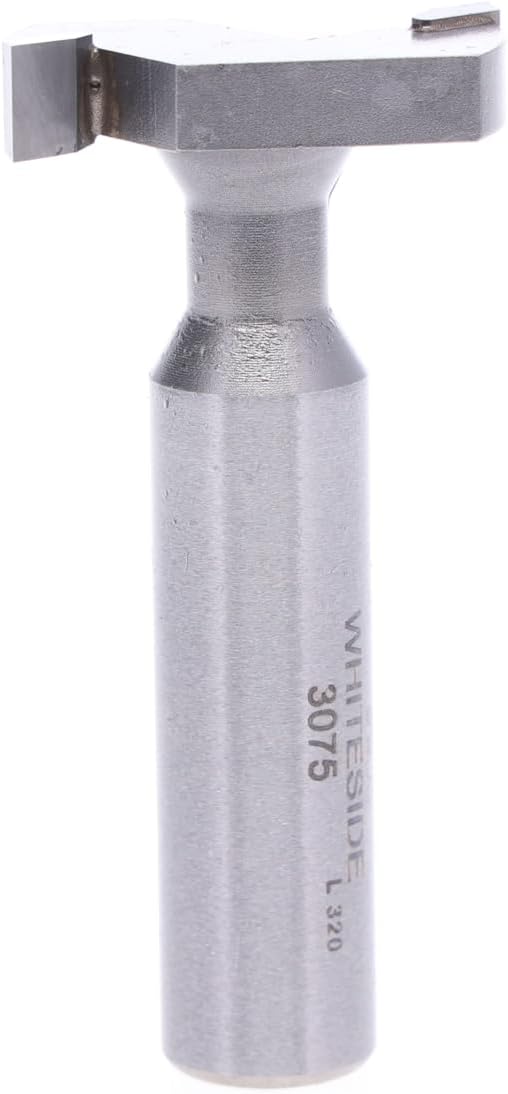 Whiteside 3075 T-Slot Cutter Router Bit: 1-3/16 Inch Large Diameter, 3/8 Inch Small Diameter, 1/4 Inch Length, 3/8 Inch Depth, 1/2 Inch Shank, 2-3/8 Inch Overall Length