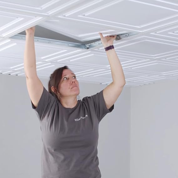 Drop Ceiling Tile; 2x2 Ceiling Tiles - Stratford Ultra-Thin Feather-Light - Use in 1" T-Bar Suspended Grid - (White)