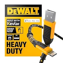 DEWALT Heavy Duty USB to Lightning Cable [Apple MFiCertified] Durable iPhone Charger, Lightning Cables, Fast Charging iPhone Charger Cord Compatible wiPhones 14131211 Pro Max iPad AirPods, 4FT