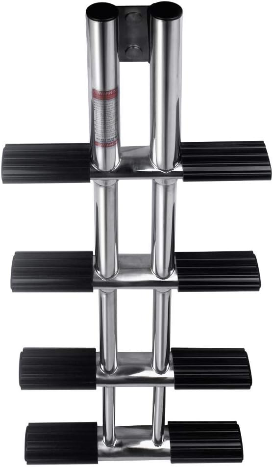Hoffen 4 Step Dive Ladder, Stainless Steel, Telescopic, Heavy Duty, Silver, 600 lb Capacity, 35 Inch Height, 13.75 Inch Width