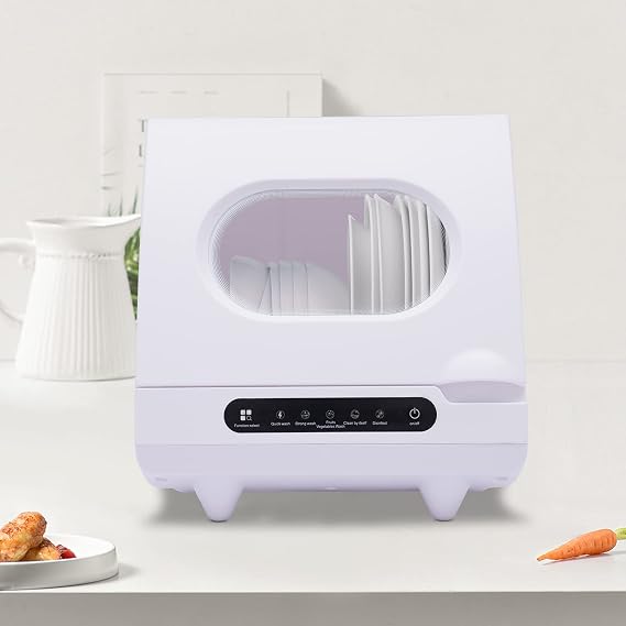 1200W Portable Countertop Dishwasher, Compact Dish Washing 5 Washing Programs Display, 360 Spray Rinse, High-Temp & Air-Dry Function, Mini/Small Dishwasher for RV & Apartment