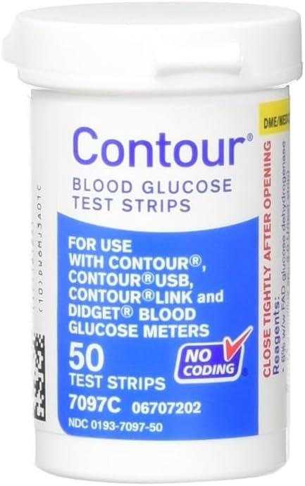 Generic Blood Glucose Test Strips, 50 Count, Compatible with Contour, Contour USB, Contour Link and Didget Meters