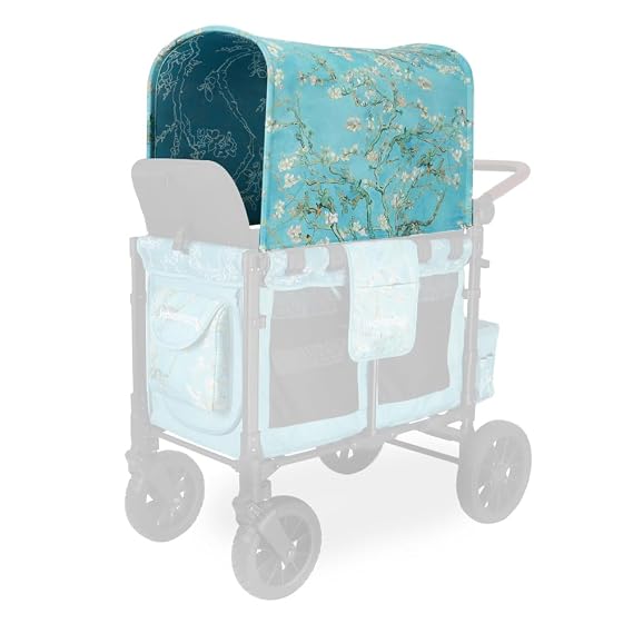 WONDERFOLD Rain Cover for Stroller Wagon - Easy to Install Van Gogh Museum Panoramic Canopy for W4 Elite/Luxe Collapsible Wagon Stroller - Almond Blossom