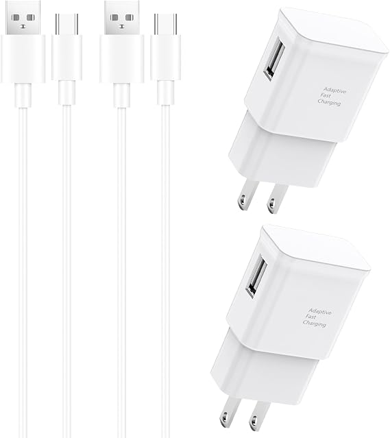 Fast Charger for Samsung 2 Pack 6ft Type C Fast Charging Cable Cord with Android Phone USB Wall Charger Block for Samsung Galaxy S10 9 8 Plus/Note 20 10 9 8/S20 S21 S22 S23 S24 Ultra/A52 53 54 55